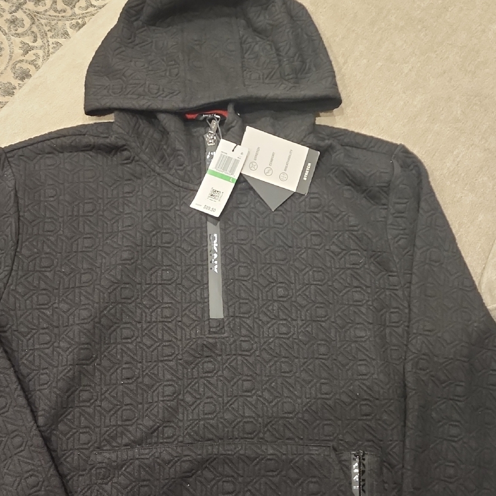 DKNY Black Textured Hoodie